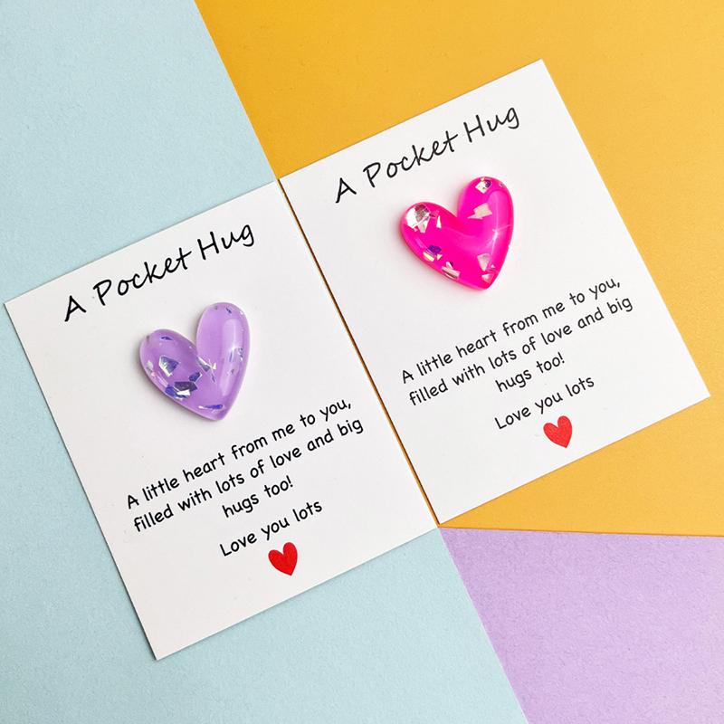 5Pcs Cute Little Heart Pocket Hug, Decorated Pocket Hug With Encouragement Card, Special Birthday, Wedding, Party, Valentine'S