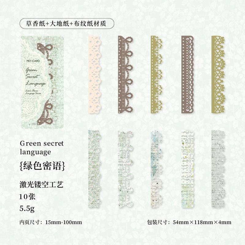 1pack/10pcs Vintage Strip Hollow Lace Material Paper DIY Handmade Album Scrapbooking Decorative Paper Supplies