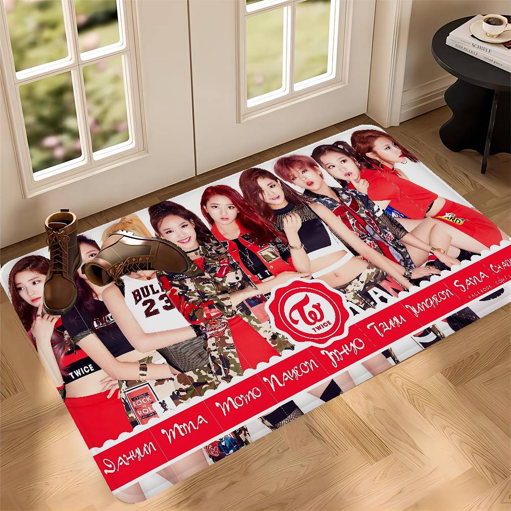 Kpop T-Twice Floor Mat Anti-slip Absorb Water Long Strip Cushion Bedroon Mat Alfombra