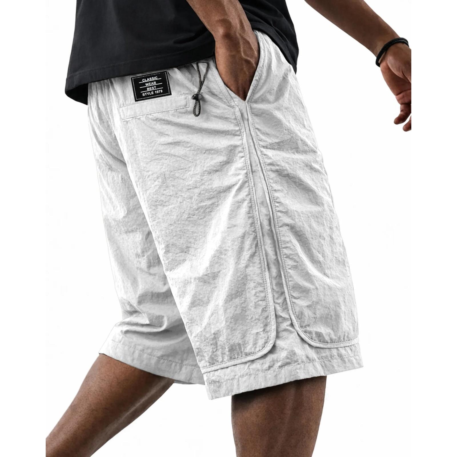 

Men s Fashionable Patchwork Casual Loose Five-inch Length Shorts. Men s Lightweight Breathable Quick-drying Sports Shorts. XL білий