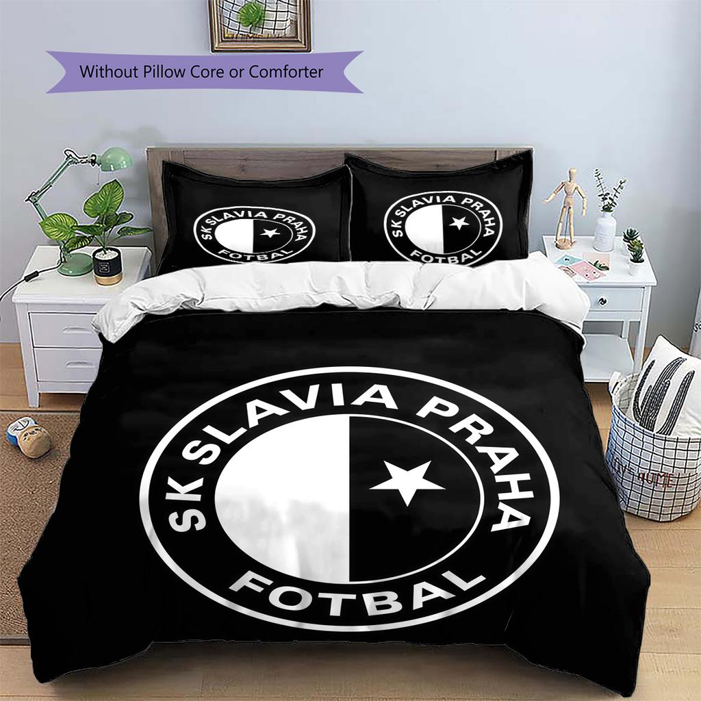 Set Copripiumino Trapuntato Modello SK Slavia Praga Decorazione per la Casa Regalo (1 * copripiumino + 2 * federe senza imbottitura)