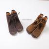 Johnature Retro Cow Suede Lace Up Short Boots Versatile Square Toe Soft Sole Comfortable Women's Ankle Boots