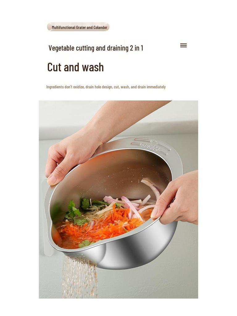 304 Stainless Steel Rice and Vegetable Washing Basin with Sieve