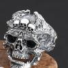 Retro Thai Silver Exaggerated Domineering Skull Ring, Thai Silver Men's Opening Adjustment Ring, Popular Personality