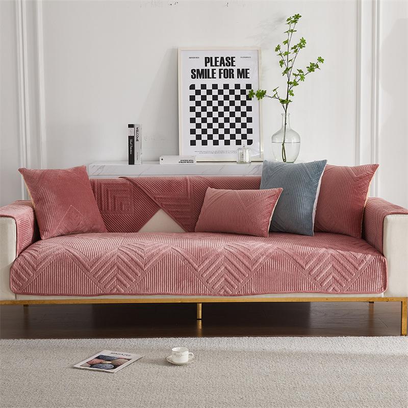 Nordic Solid Color Thicken Plush Sofas Covers Winter Universal Sofa Towel Anti-slip Couch Slipcover for Living Room Home Decor