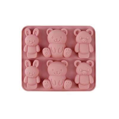 1Pc 6-Cavity Silicone Mold Cute Cartoon Animal Baking Mould Diy Making Tools