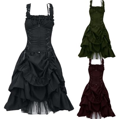 Fietong_Patricia999 Womens Gothic Vintage Dress Steampunk Retro Court Princess Sleeveless Dress