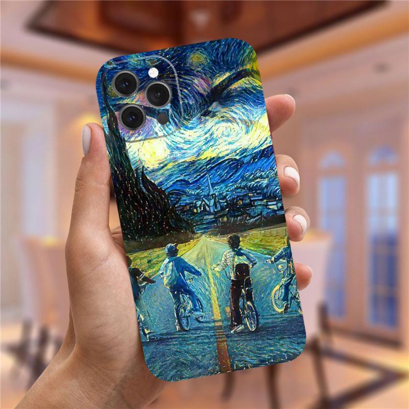 Vincent Van Gogh Notte Stellata fiore Custodia per Telefono Per iphone 13 12 11 Pro Max Mini X XR XS 8 7 Plus Mona Lisa David Copertura Morbida