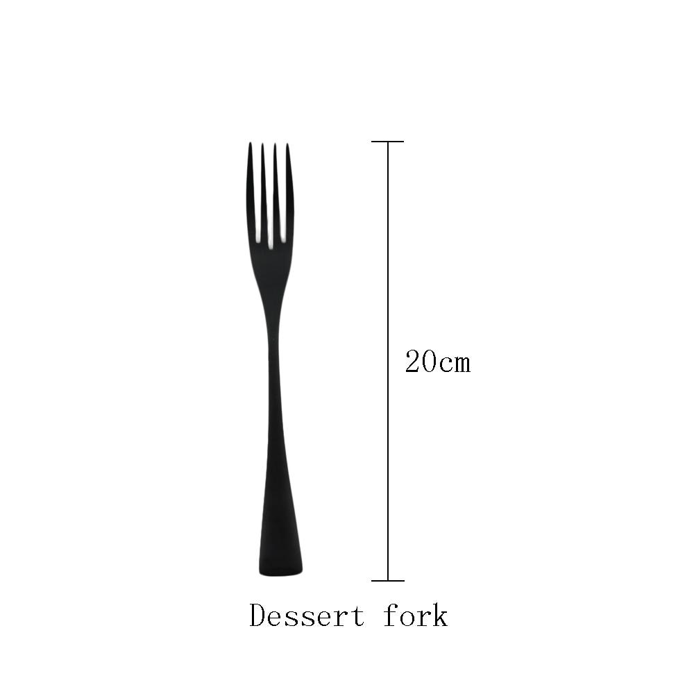7Pcs Black Stainless Steel Flatware Dinnerware Set Matte Western Steak Knife Fork Dessert Spoon Set Kitchen Tableware Set