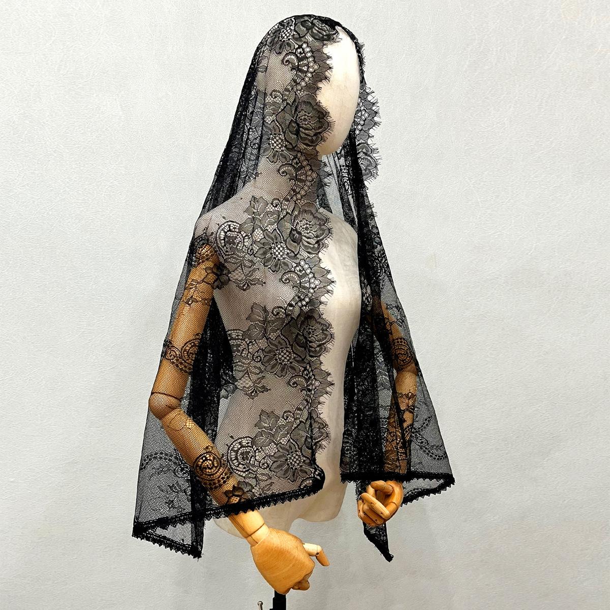 

New Elegant Lace Scarf Hollow Out Embroidery Solid Color Scarf Thin Vintage for Wedding Bride