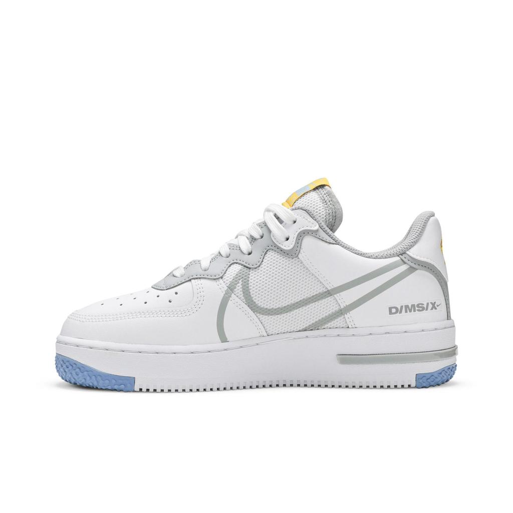 Nike Air Force 1 React 'Smoke Grey Gold' (Unisex) White / Light Smoke Grey / University Gold Skateboard Shoes CT1020 100