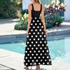 Damen Sommerkleid mit Polka-Dot-Print, lässig und modisch, ärmellos, lang