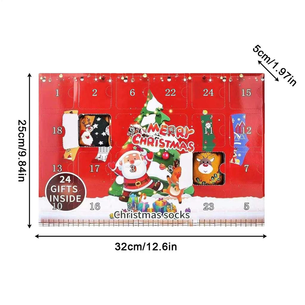 Christmas Cotton Socks Countdown Calendar 24-Day Advent Countdown Calendar With Socks For Family Gathering Friends Teens