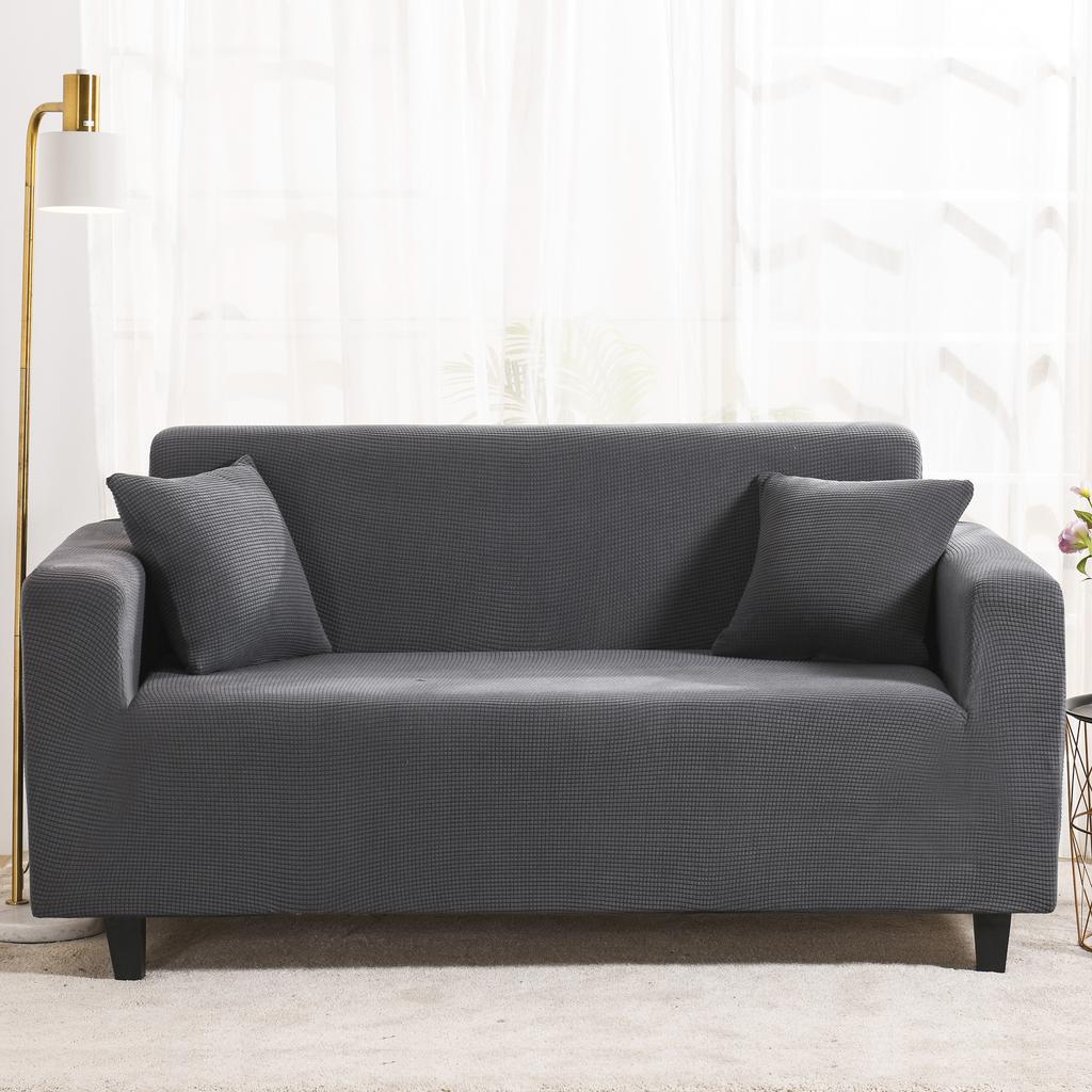 Premium Jacquard Sofa Cover for 1/2/3/4 Seater Thick Polar Fleece Fabric Elastic Fit Solid Print L Shape Corner Couch Protector