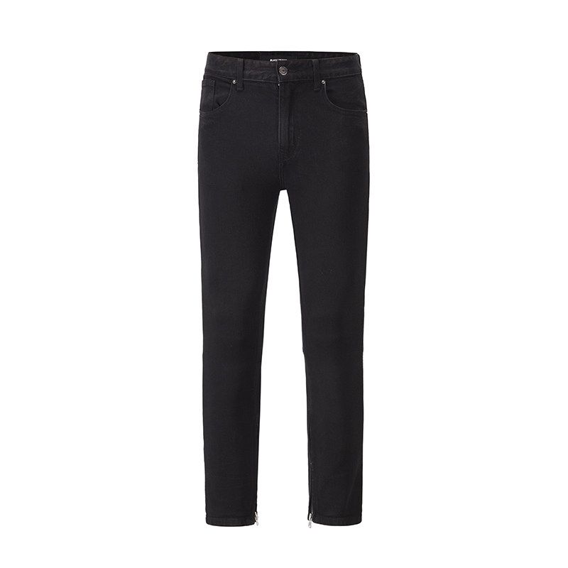 European and American High Street Style Basic Side Open Zip-up Feet Jeans Kanye Same As Slim Fit Stretch Slimming Trousers for Men