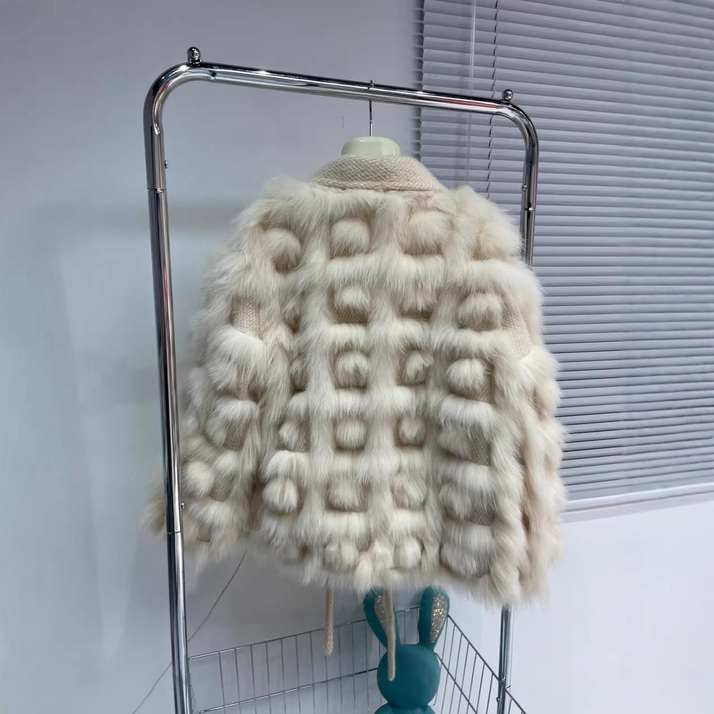 Fox fur coat splicing small fragrant lapel can show thin coat fur