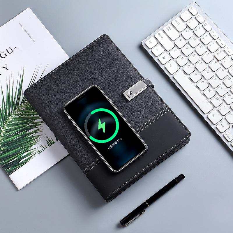 Wireless Charging Table Lamp & A5 Loose-Leaf Power Bank Notepad - Custom Business Gift
