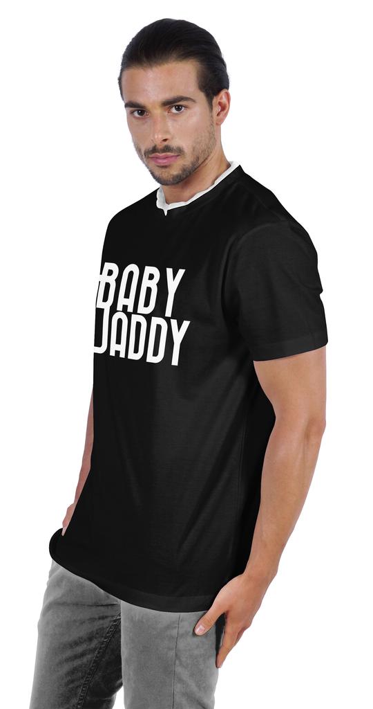 Inkmeso Men  s Graphic Quote   Baby Daddy   Tshirt For Dads Round Neck with V Cut