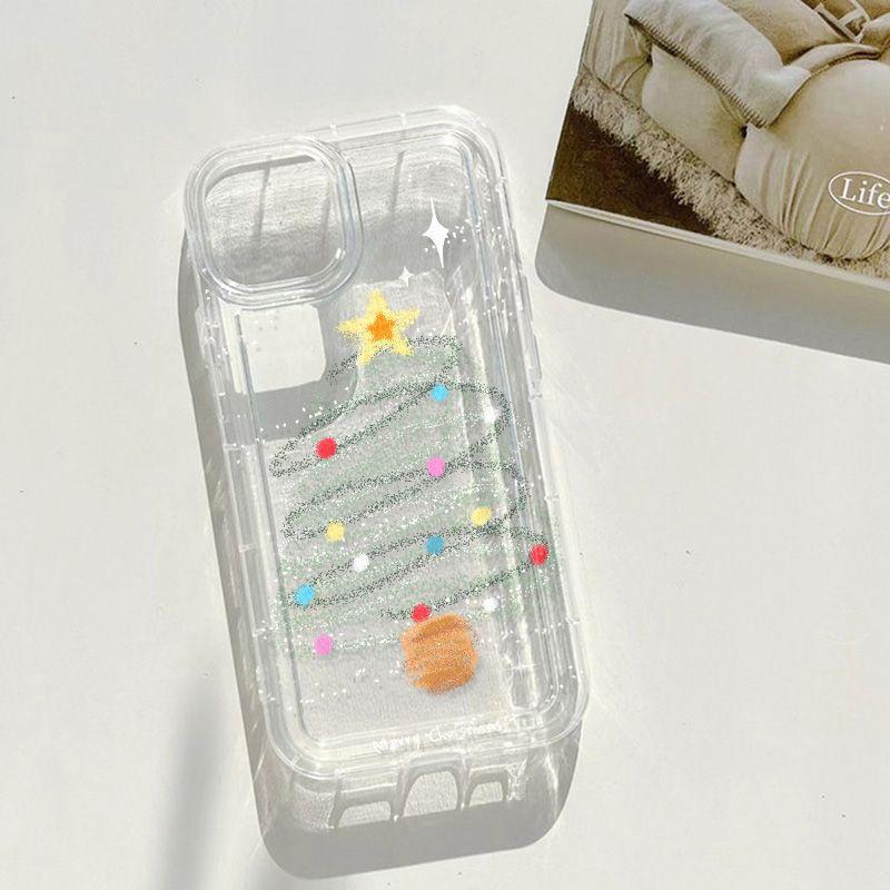 Colored Star Christmas Tree Applicable iPhone17promax Airbag Mobile Phone Case 16Pro Couple 13/14 Factory