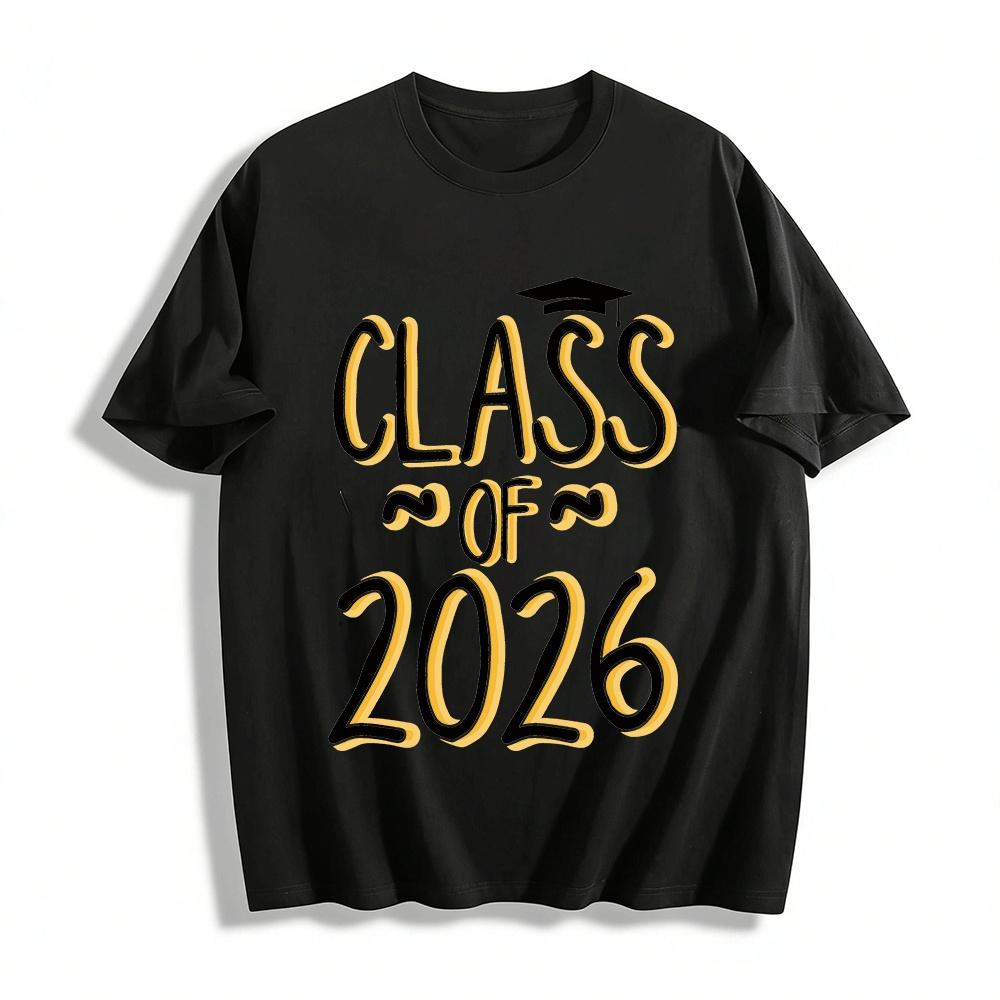 

Class of 2026 Graduation Printed Casual Short Sleeve Tee Shirt Pure cotton T-shirt 6XL