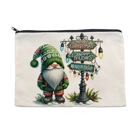 Christmas Theme Makeup Bag, with Black Zipper, Wear-Resistant Toiletry Bag, Durable Canvas Storage Pouch, for Makeup Stationery And Small Items