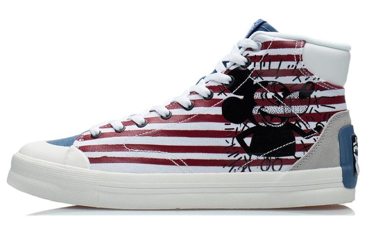 Кеды Li Ning X Keith Haring X Disney Микки Маус  Белый Красный Синий  AECR061-1 43.5