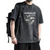 Vintage Y2K Spłowiony T-shirt z Nadrukiem Smoka Gotycki Graficzny Smok Unisex Oversize z Okrągłym Dekoltem Krótki Rękaw do Codziennego Noszenia