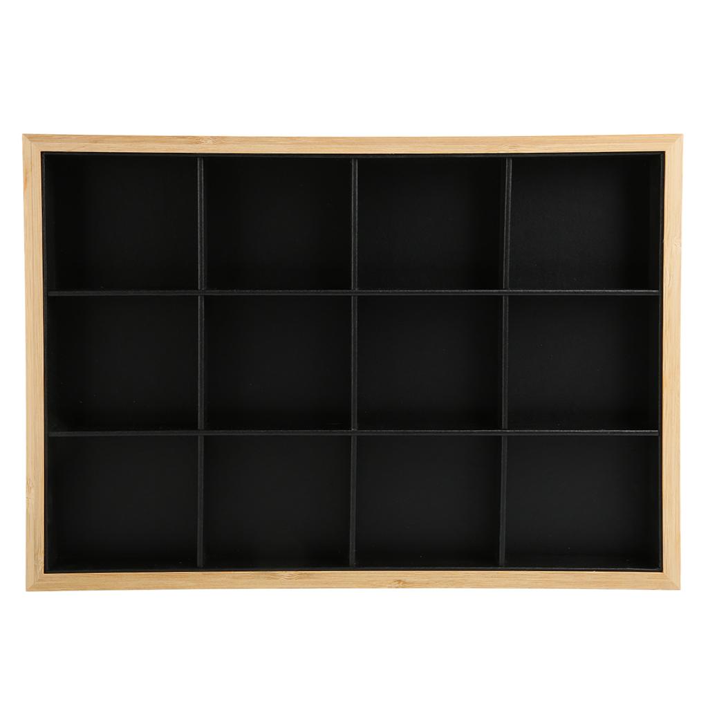 12 Grids Jewelry Tray Organizer PU Leather Black Jewelry Display Tray for Women Girl