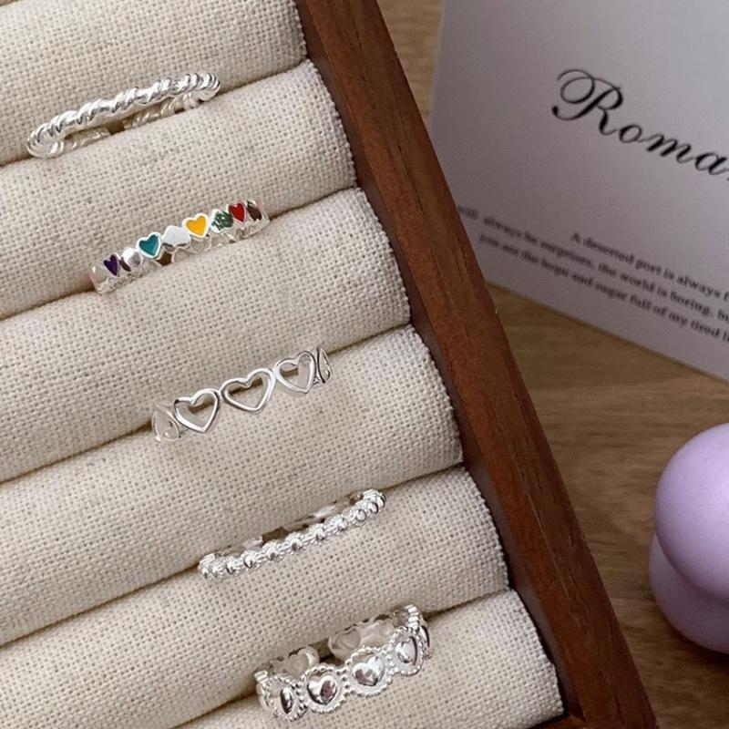 Sophisticated Heart Shaped Ring For Women Adjustable And Trendy Silver Plated Fashion Jewelry
