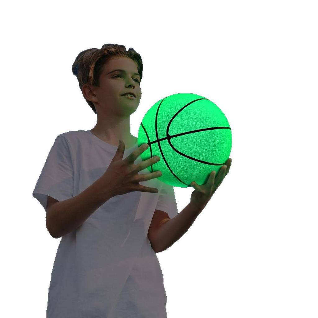 Luminous Blue PVC Basketball - 16/18CM Night Glow Inflatable Fluorescent Toy Ball for Kids