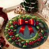 Merry Christmas Round Rug Santa Fireplace Xmas Tree Non Slip Kids Room Floor Mat Happy New Year Decor