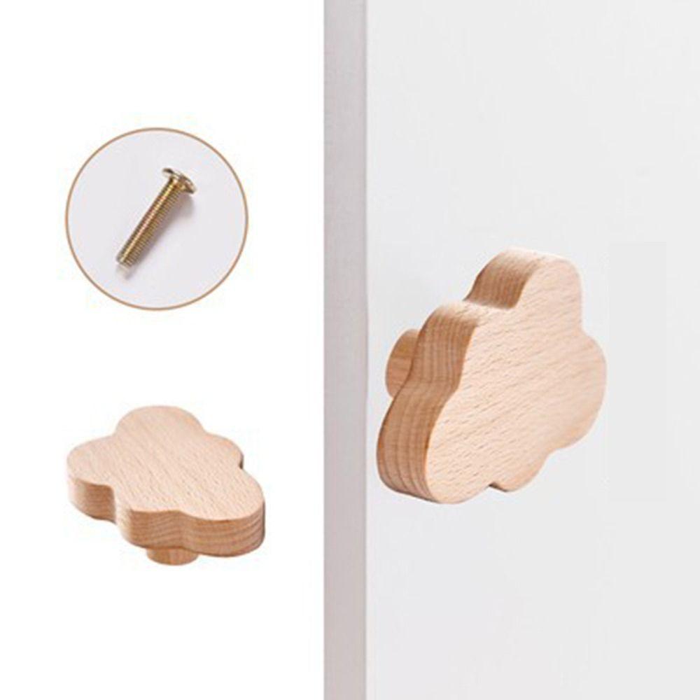 Clouds Wooden Door Handles Stars Animal Wooden Hooks Room Decor Cupboard Wardrobe Pulls  Household