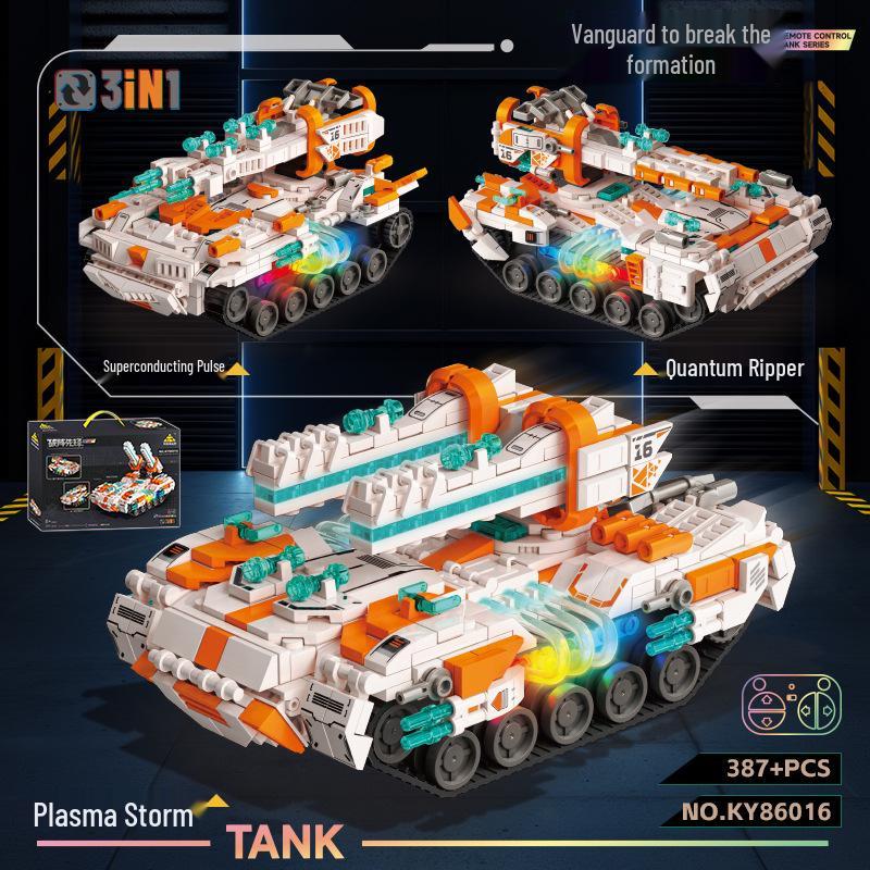 Kai Zhi Transforming Remote Control Car: 3-in-1 Toy with Colorful Lights and Educational Building Blocks for Boys Box Size: 38*27*7cm