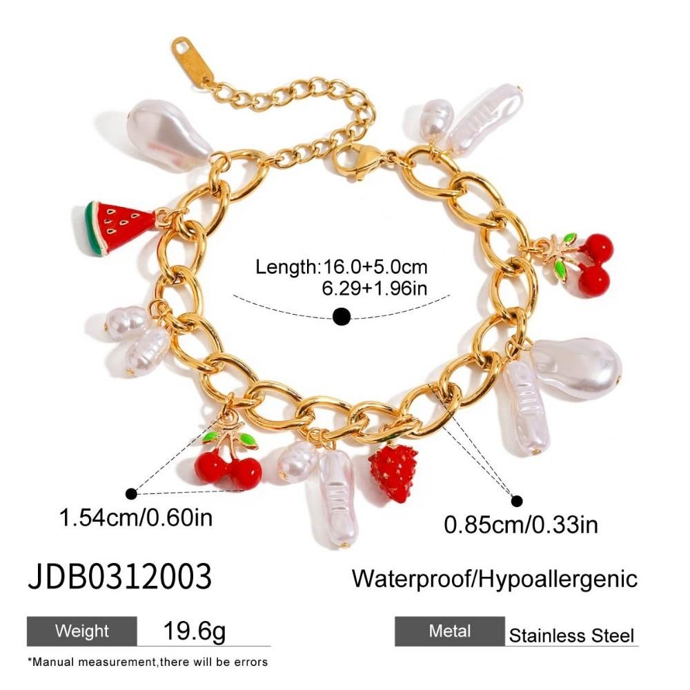 Retro European Style Strawberry Necklace Fruit Series Love Chain Choker Cherry Bracelet  Travel