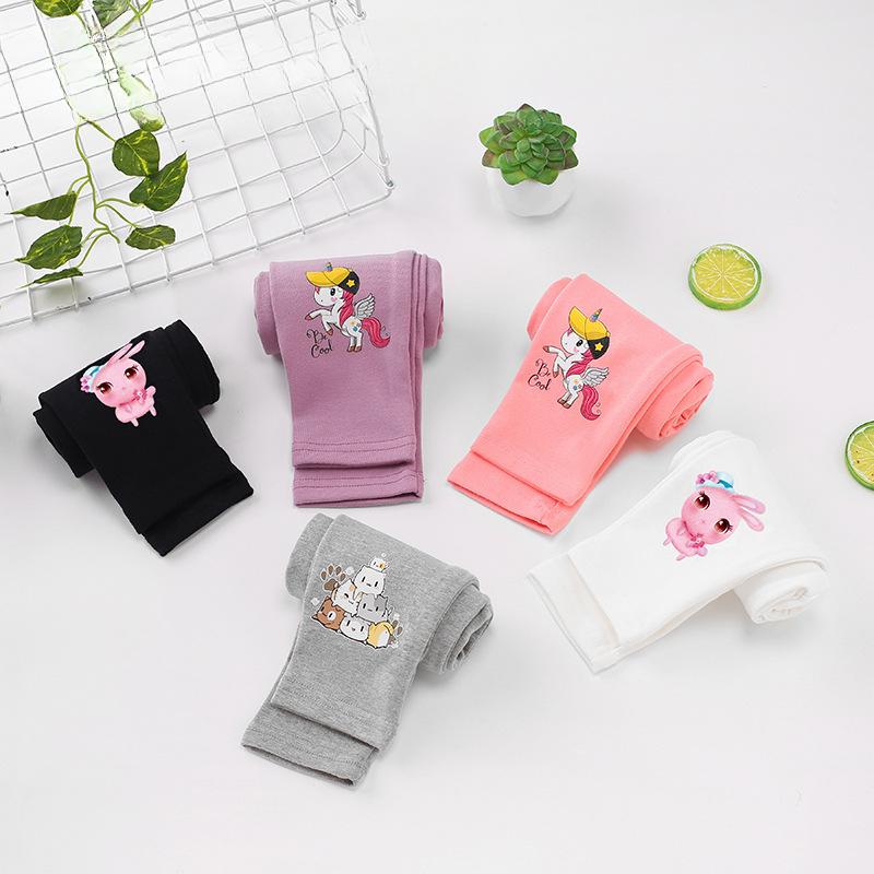 Cartoon Unicorn Dívčí legíny Dětské Slim Fit Strečové kalhoty Sportovní Úzké dlouhé kalhoty