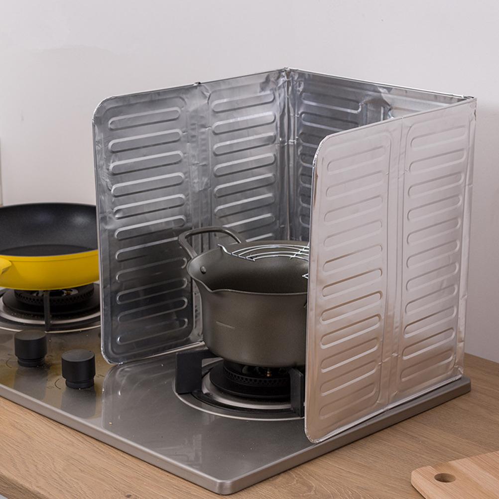 3 Sided Splatter Guard Kitchen Splatter Shield Foldable Oil Proof Plate Board Aluminum Foil Oil