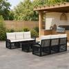 7 Piece Garden Sofa Set Black and Cream White Poly Rattan