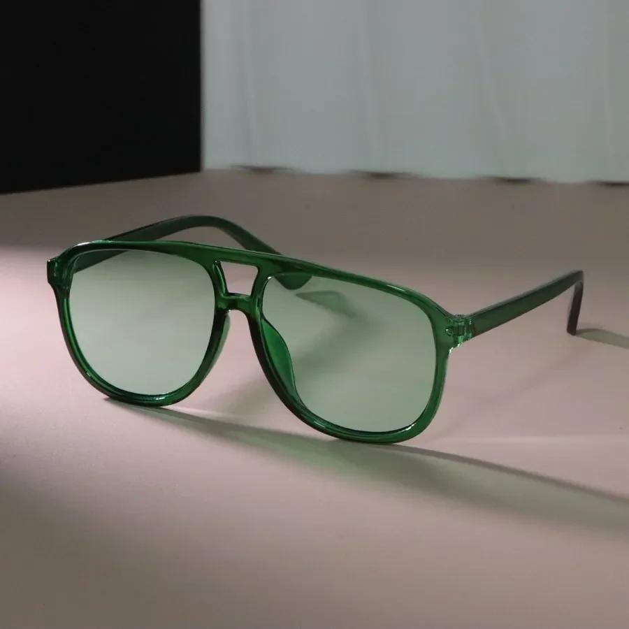 Trendy Big Frame Sun Glasses Women Men Square Sunglasses Female Beautiful Green Colors Mirror Designer Brand Fashion