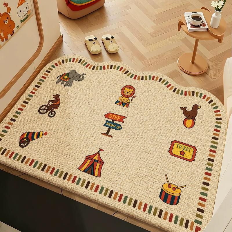 Entrance Doormat Welcome Rug Stain-resistant Wear-resistant Floor Mat Solid Color Geometric Pattern Carpet Home Decoration Rugs