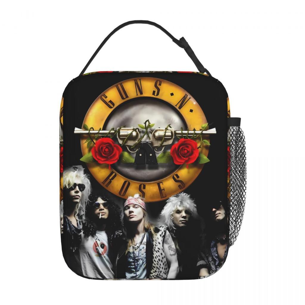 Guns N Roses Band Lunch Bag Retro Lunch Box School Portable Thermal Lunch Bags Graphic Cooler Bag