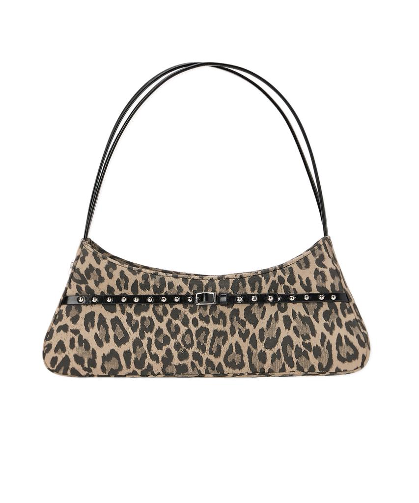Ttmab Mini Buckle Small Baguette Bag - Studded Leopard Suede