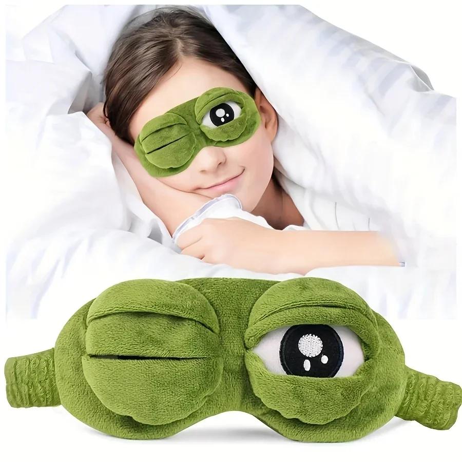 Maschera per dormire a forma di rana 3D Ombretto naturale per dormire Uomini Donne Cartone animato creativo Morbida Portatile Benda da viaggio Ufficio Cerotto per occhi
