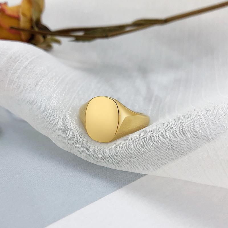 Round Top Signet Ring Womens Stainless Steel Metal Pinky Rings Minimalist Everyday Jewelry gift