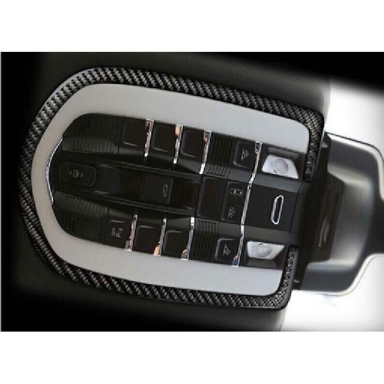 Real Carbon Fiber Interior Reading Light Frame Trim For Porsche Macan 2015-