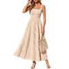 Women’s Sleeveless Maxi Dress with Square Neck Adjustable Straps and Shirred Detailing for Casual or Formal Wear