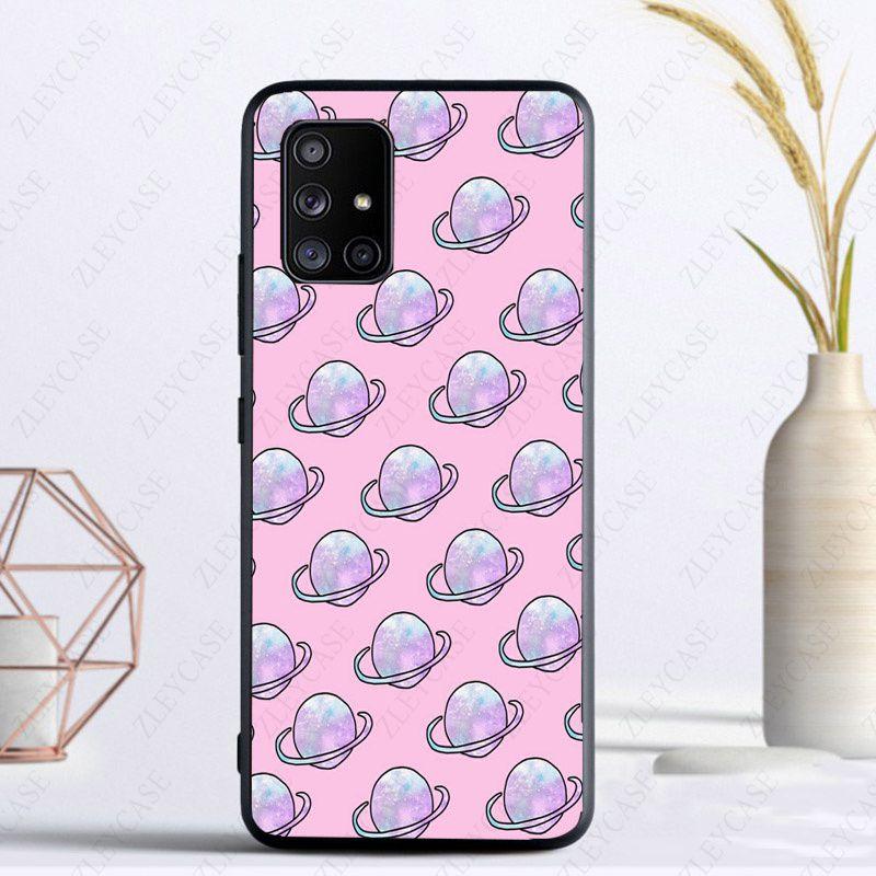 black with white moon stars space astronaut Cover For Samsung A13 A53 A11 A12 A32 A22 A52 A41 A42 A33 A20E A30S A40 A21S Cases