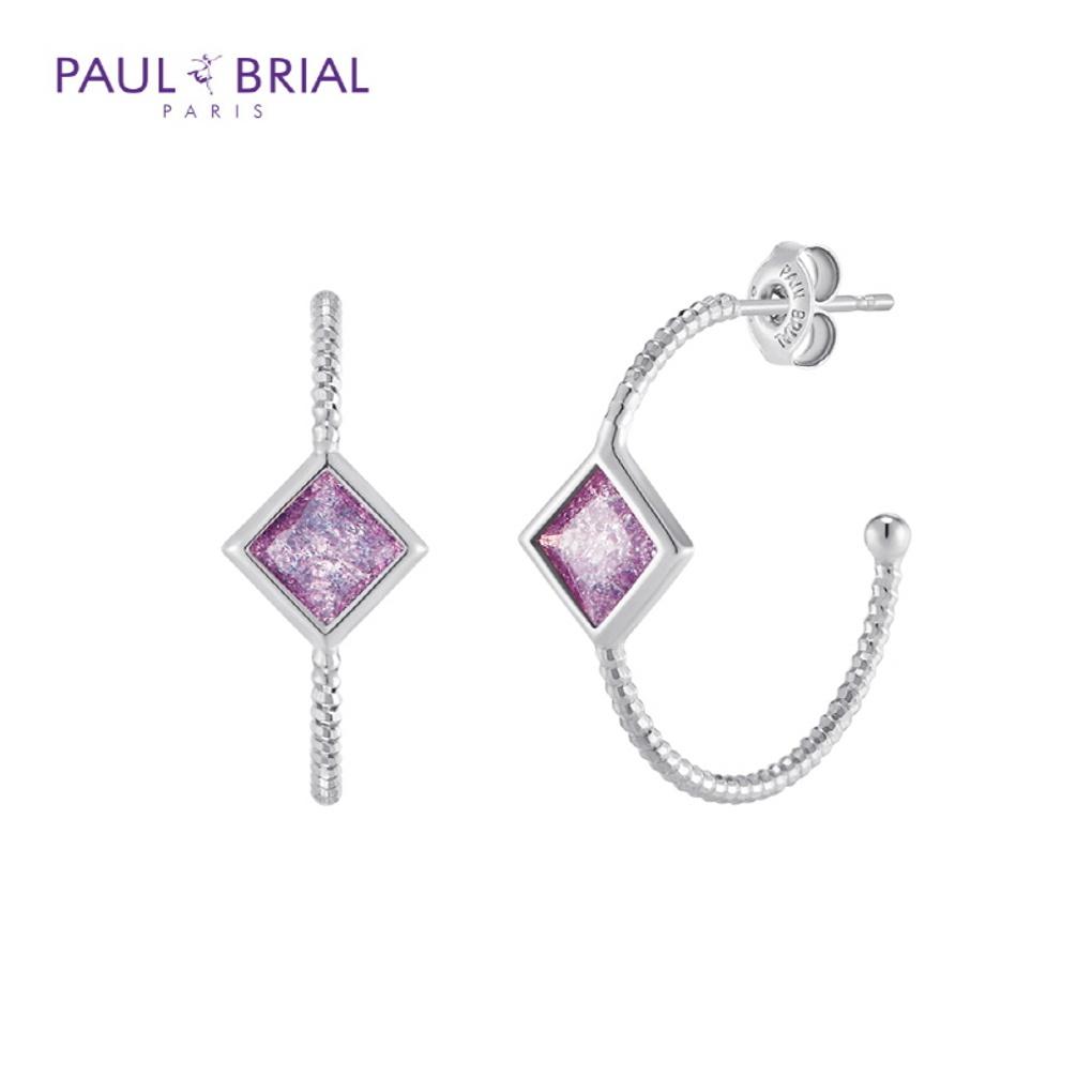 

PAULBRIAL [SILVER] PYSE0041 (WG) Princess Hoop Ring Earrings_VIOLET