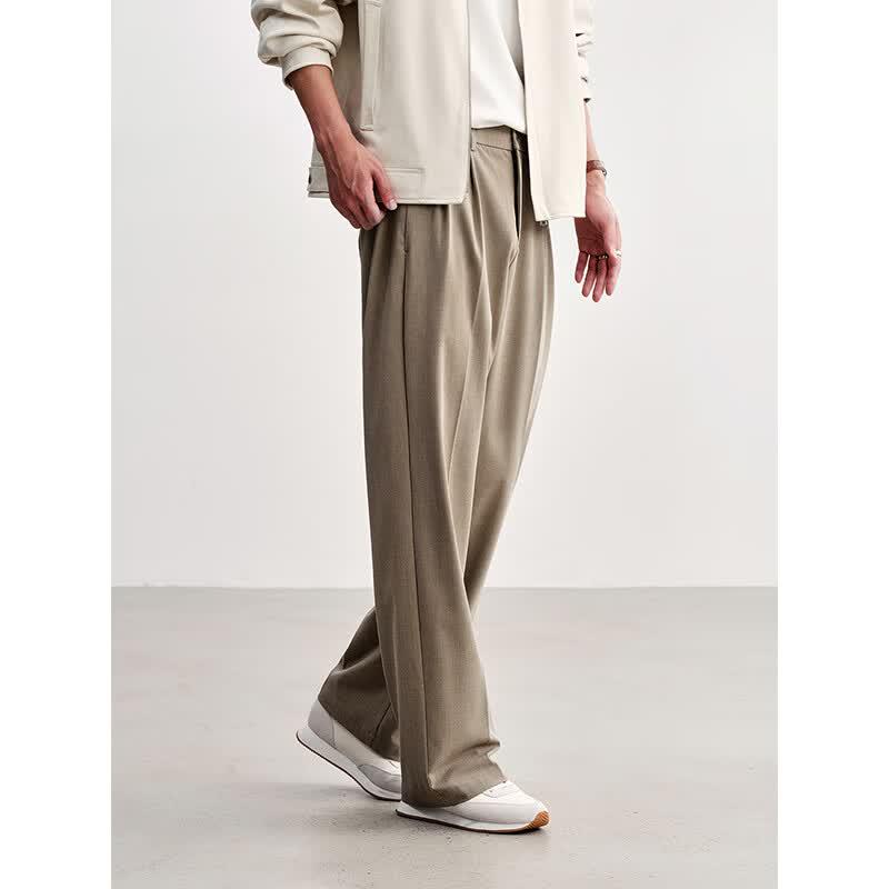 HAUT TON Men's Straight-Leg Linen-Blend Business Casual Pants