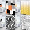 Nowoczesne Zasłony Prysznicowe z Geometrią 3D Zestaw Czerwony Pomarańczowy Szary Żółty Krata Tkanina Akcesoria Łazienkowe Czarne i Szare Zasłony Kąpielowe