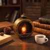 Round Simulated Flame Fireplace Lamp Decorative Tabletop Hanging Light for Housewarming Holiday Home Decor
